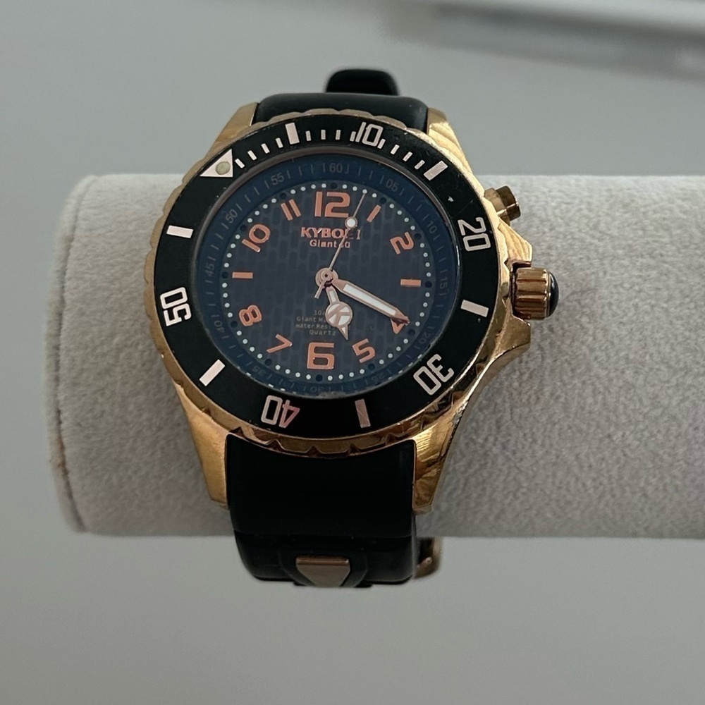 Kyboe 40MM Women’s Rose Gold Stainless Steel Watch, Black Band